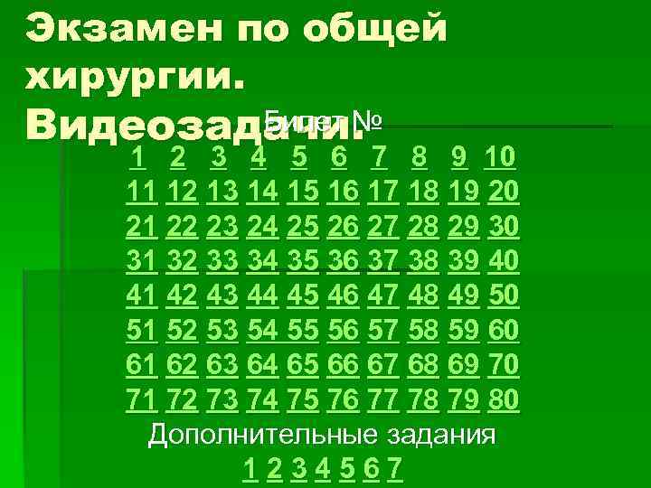 Экзамен по общей хирургии. Билет № Видеозадачи. 1 2 3 4 5 6 7