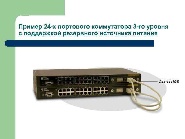 Пример 24 -х портового коммутатора 3 -го уровня с поддержкой резервного источника питания 