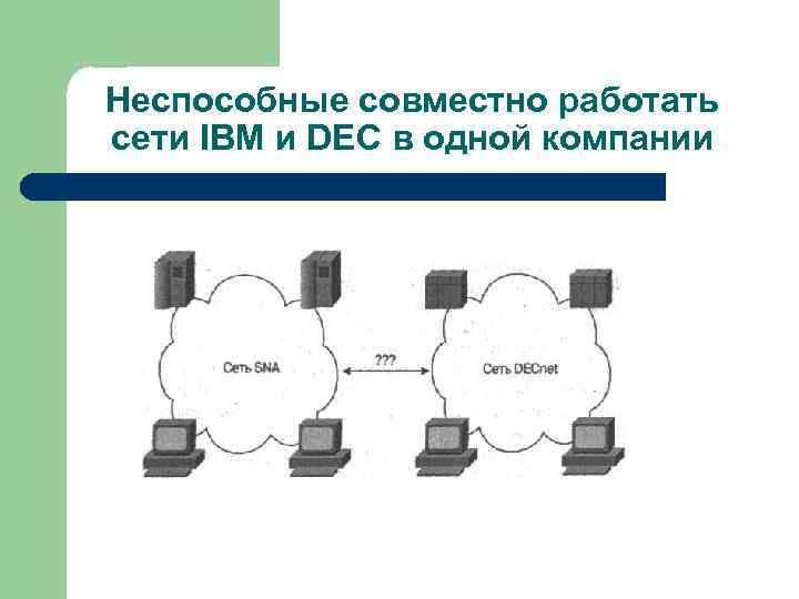 Неспособные совместно работать сети IBM и DEC в одной компании 