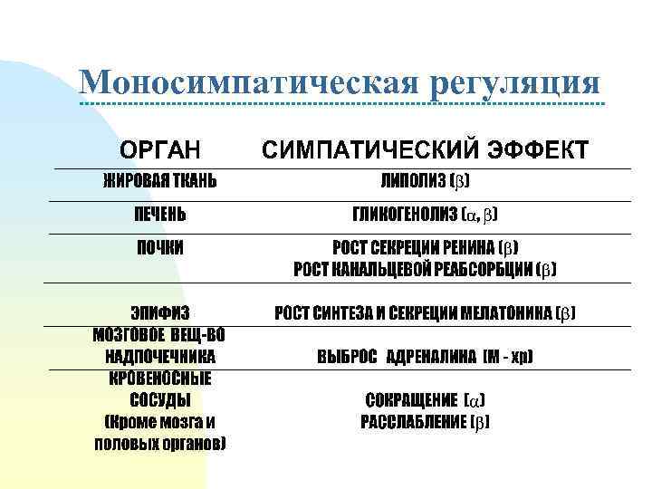 Моносимпатическая регуляция 