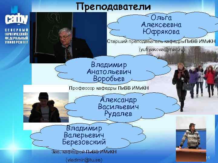 Преподаватели Ольга Алексеевна Юфрякова Старший преподаватель кафедры. Пи. ВВ ИМи. КН (yufryakova@mail. ru) Владимир