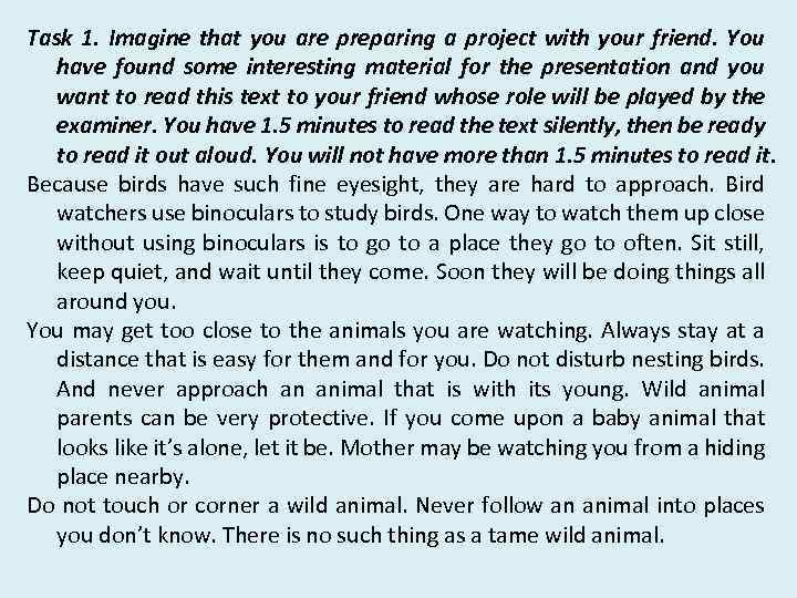 Task 1. Imagine that you are preparing a project with your friend. You have