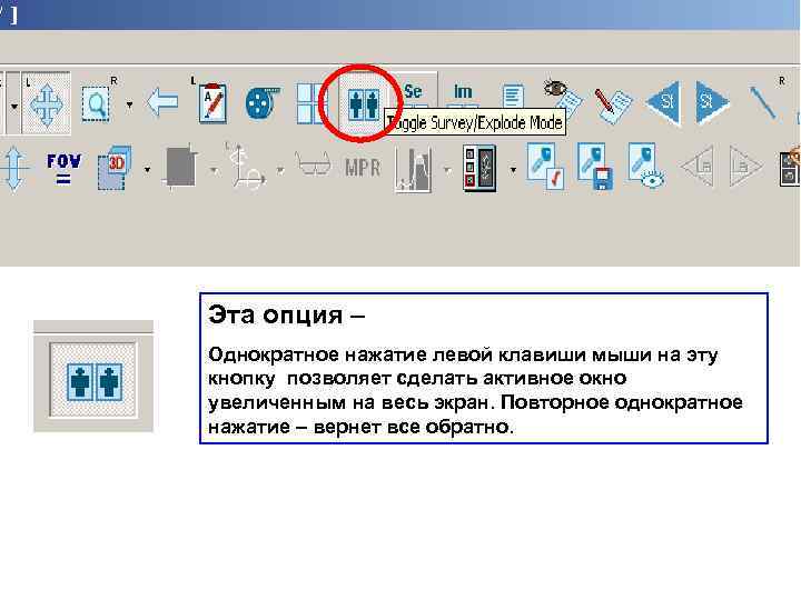 Эта опция – Однократное нажатие левой клавиши мыши на эту кнопку позволяет сделать активное