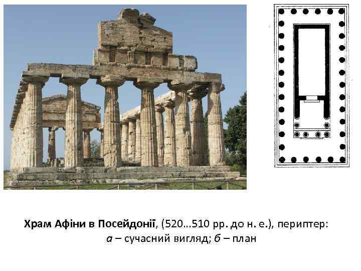 Храм Афіни в Посейдонії, (520… 510 рр. до н. е. ), периптер: а –