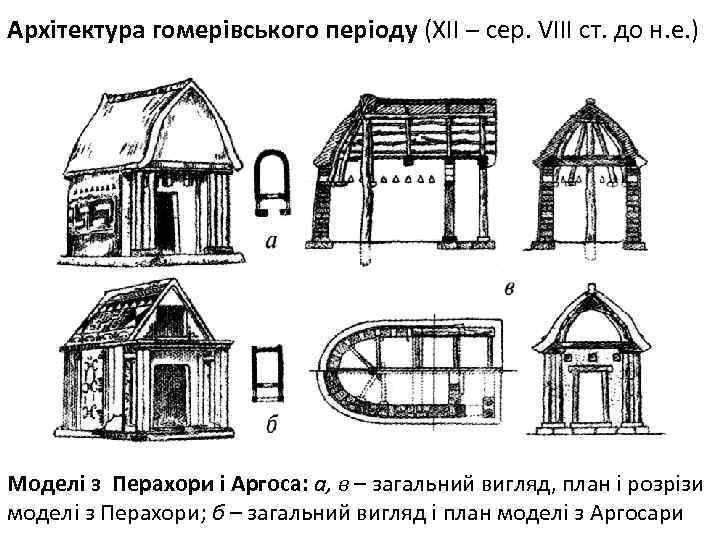 Архітектура гомерівського періоду (ХІІ – сер. VІІІ ст. до н. е. ) Моделі з