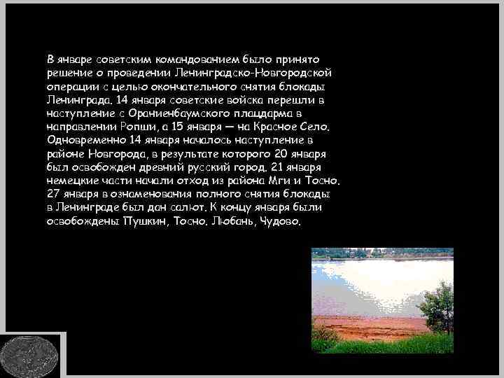 В январе советским командованием было принято решение о проведении Ленинградско-Новгородской операции с целью окончательного
