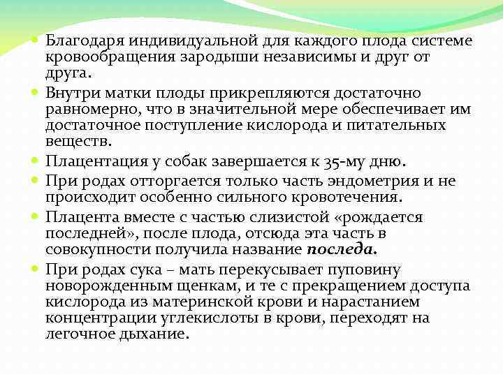  Благодаря индивидуальной для каждого плода системе кровообращения зародыши независимы и друг от друга.