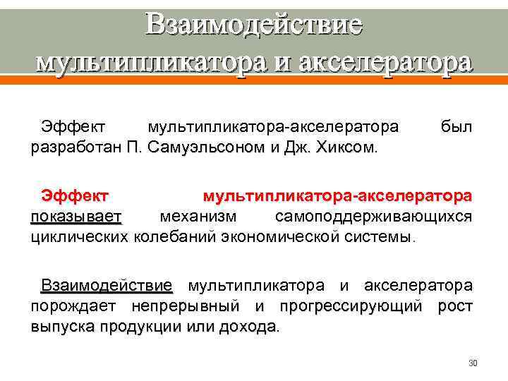 Обратные эффекты мультипликатора и акселератора