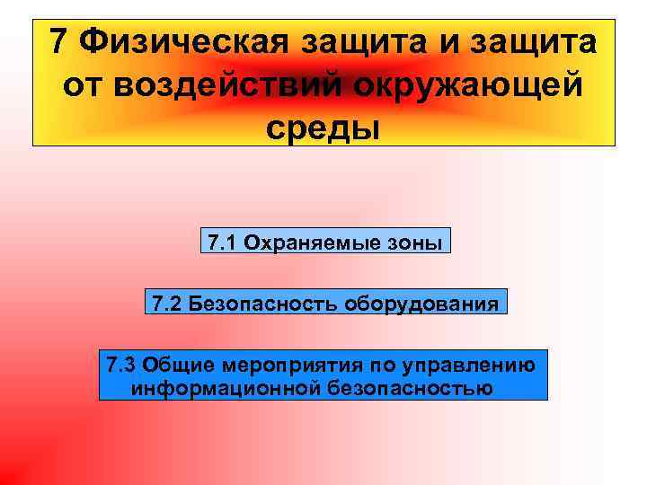 7 Физическая защита и защита от воздействий окружающей среды 7. 1 Охраняемые зоны 7.