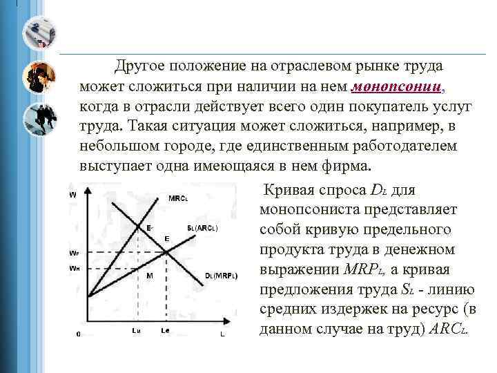 Другое положение на отраслевом рынке труда может сложиться при наличии на нем монопсонии, когда