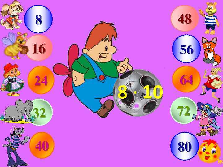 8 48 16 56 24 64 8 · 10 32 72 40 80 