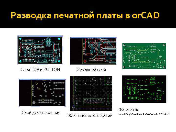 Разводка печатной платы в or. CAD Слои TOP и BUTTON Слой для сверления Земляной