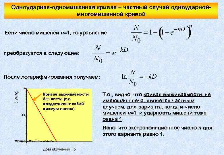Одноударная-одномишенная кривая – частный случай одноударноймногомишенной кривой Если число мишеней n=1, то уравнение преобразуется
