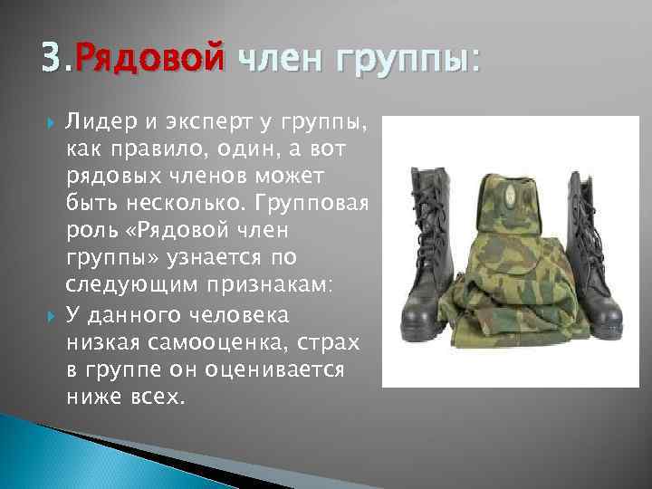 3. Рядовой член группы: Лидер и эксперт у группы, как правило, один, а вот