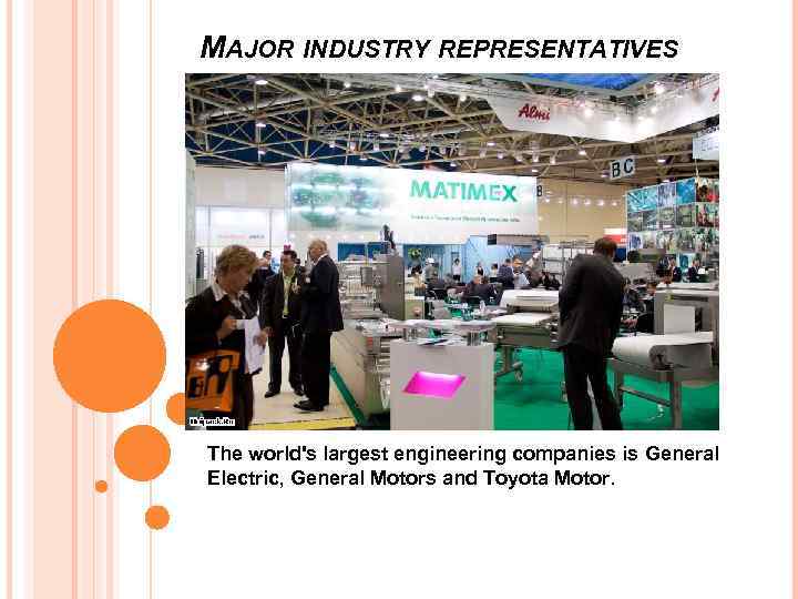 MAJOR INDUSTRY REPRESENTATIVES The world's largest engineering companies is General Electric, General Motors and