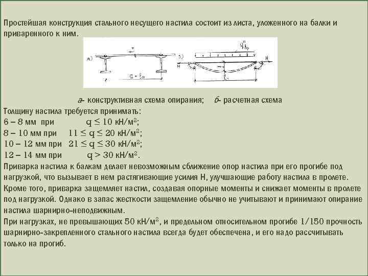 Простейшая конструкция стального несущего настила состоит из листа, уложенного на балки и приваренного к