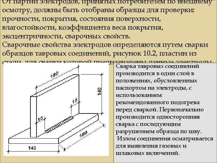От партии электродов, принятых потребителем по внешнему осмотру, должны быть отобраны образцы для проверки: