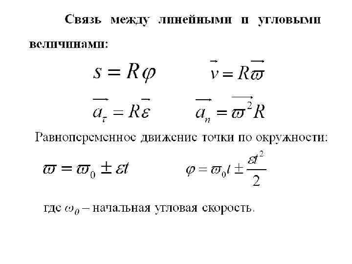 Связь вращательных и линейных характеристик