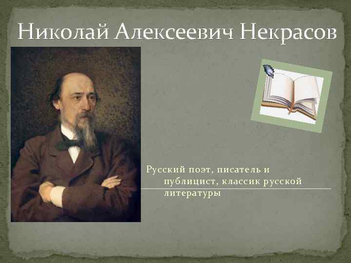 Николай Алексеевич Некрасов Русский поэт, писатель и публицист, классик русской литературы 
