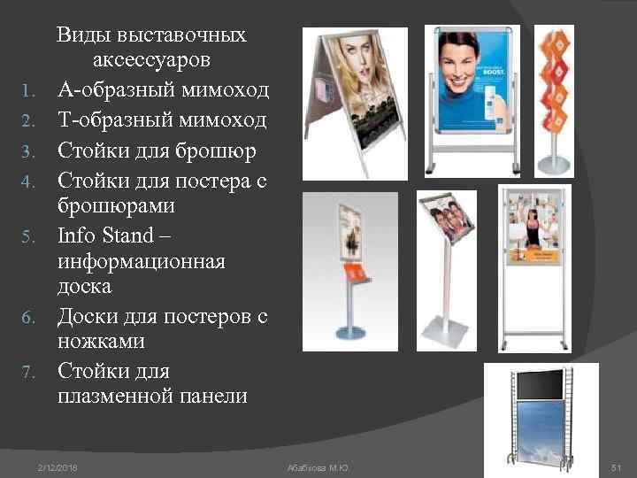 1. 2. 3. 4. 5. 6. 7. Виды выставочных аксессуаров А-образный мимоход Т-образный мимоход