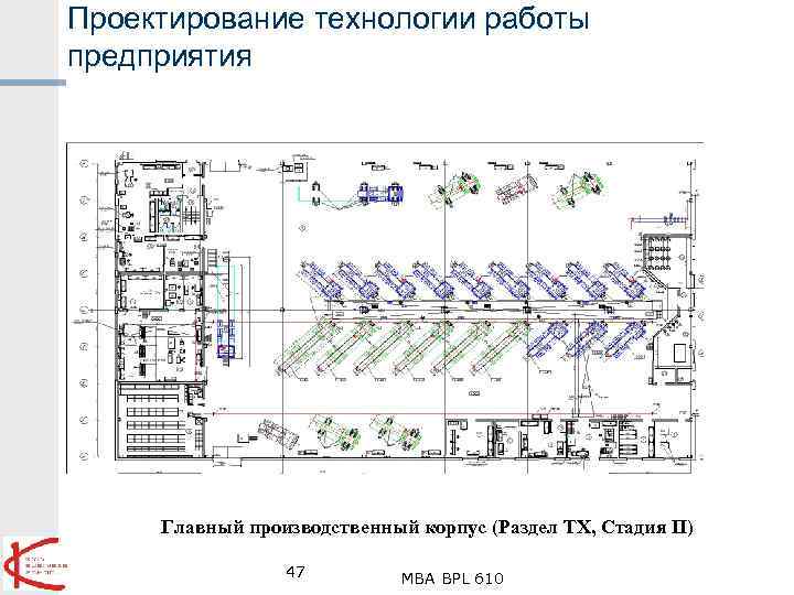 Проектирование технологии работы предприятия Главный производственный корпус (Раздел ТХ, Стадия П) 47 MBA BPL