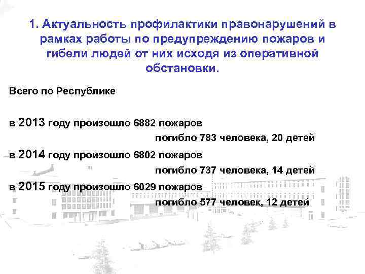 1. Актуальность профилактики правонарушений в рамках работы по предупреждению пожаров и гибели людей от