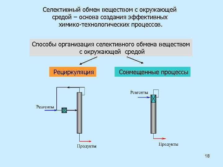 Селективный обмен веществом с окружающей средой – основа создания эффективных химико-технологических процессов. Способы организация