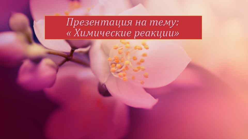 Презентация на тему: « Химические реакции» 