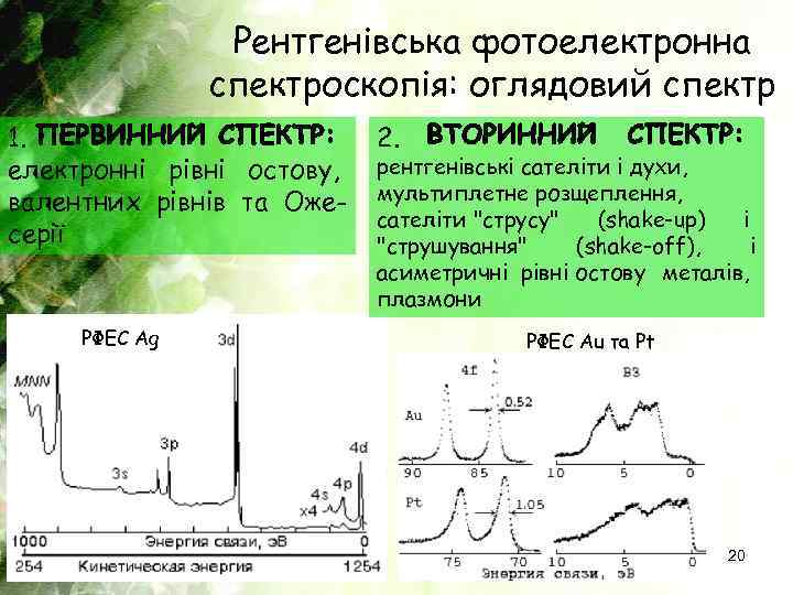 Рентгенівська фотоелектронна спектроскопія: оглядовий спектр 1. електронні рівні остову, валентних рівнів та Ожесерії РФЕС