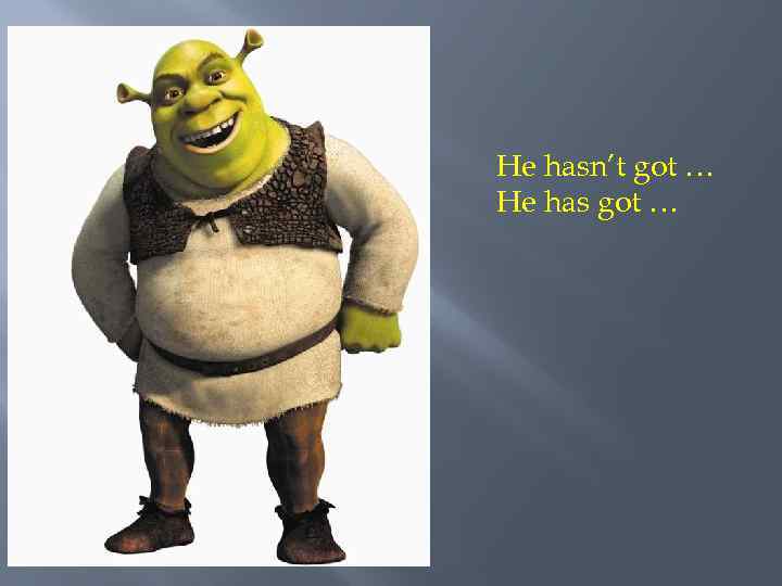 He hasn’t got … He has got … 