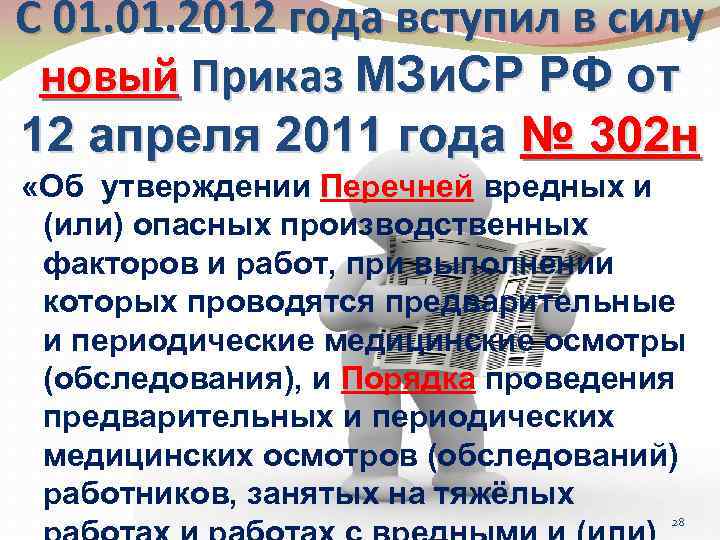 С 01. 2012 года вступил в силу новый Приказ МЗи. СР РФ от 12