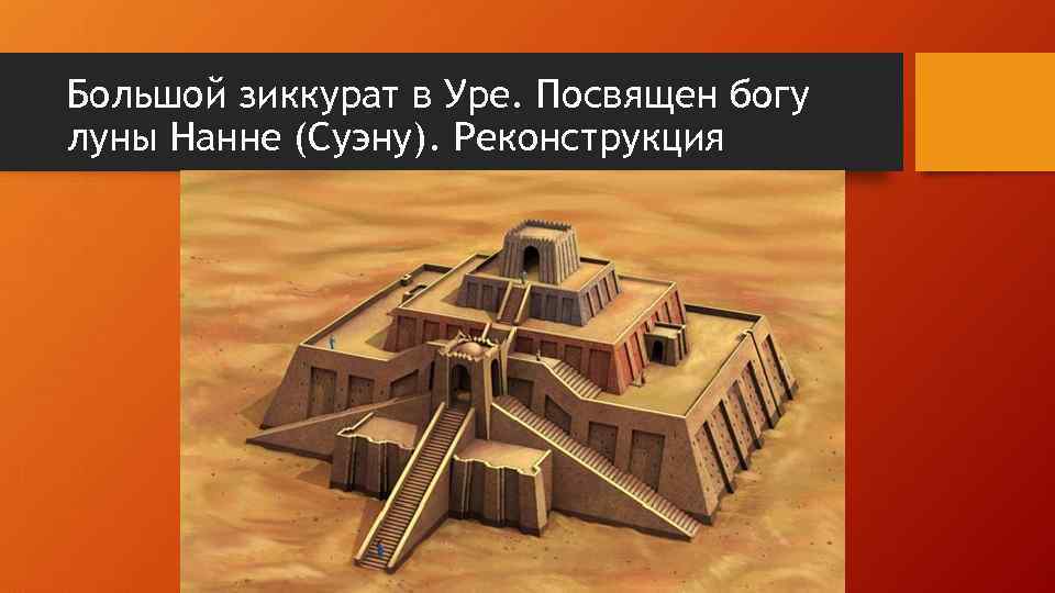 Большой зиккурат в Уре. Посвящен богу луны Нанне (Суэну). Реконструкция 