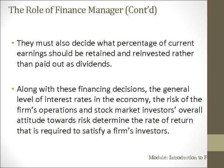 Lecture 1 Introduction To Finance Module Introduction To