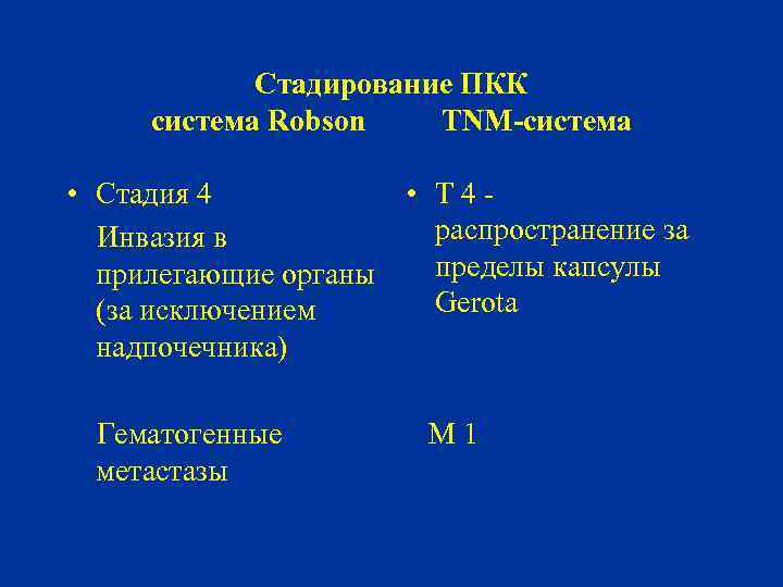 Стадирование ПКК система Robson TNM-система • Стадия 4 • Т 4 распространение за Инвазия