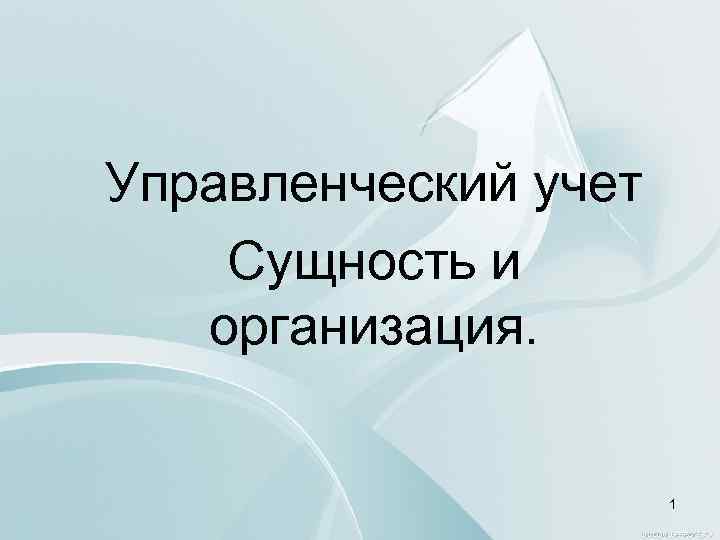 Управленческий учет Сущность и организация. 1 