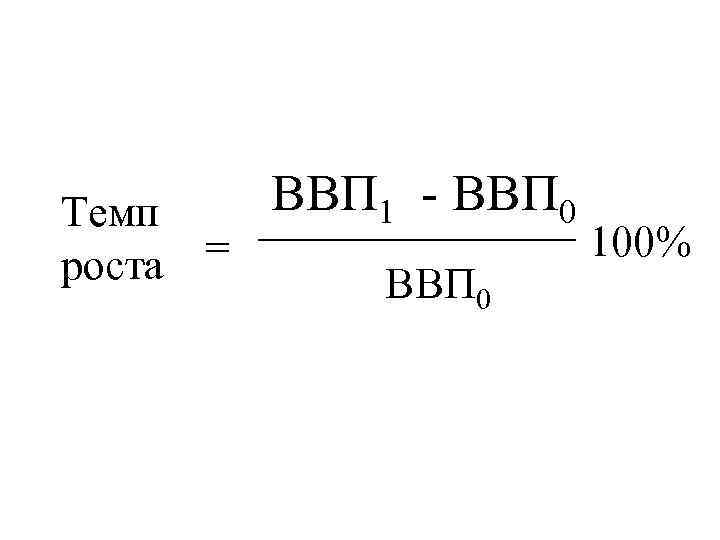 Темп = роста ВВП 1 - ВВП 0 100% 