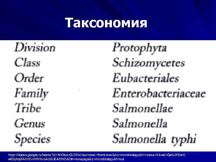 Таксономия https: //books. google. ru/books? id=MXMazr 0 LRDs. C&printsec=frontcover&dq=microbiology&hl=ru&sa=X&ved=0 ah. UKEwi. C w 63