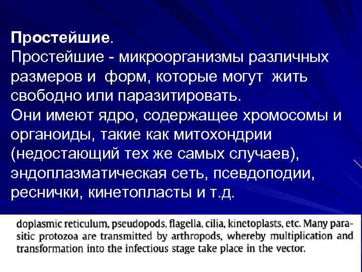 Простейшие. Простейшие - микроорганизмы различных размеров и форм, которые могут жить свободно или паразитировать.