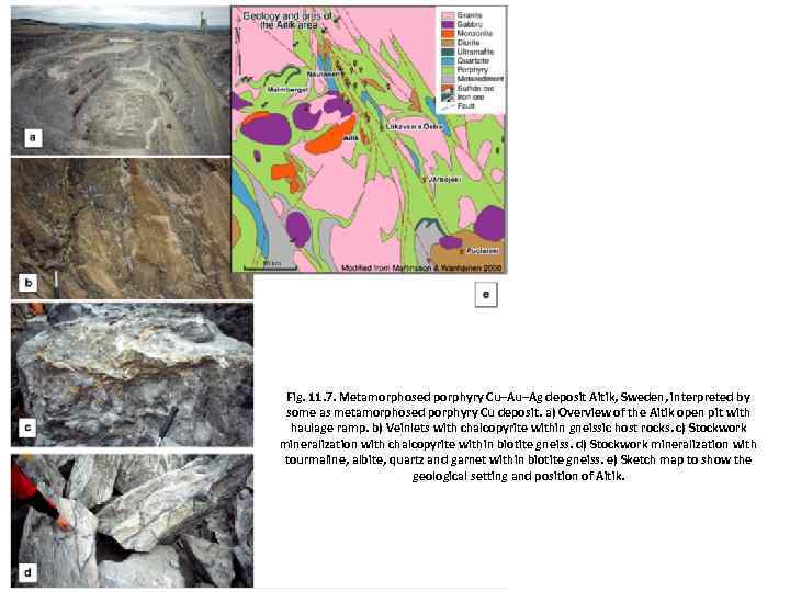 Fig. 11. 7. Metamorphosed porphyry Cu–Au–Ag deposit Aitik, Sweden, interpreted by some as metamorphosed