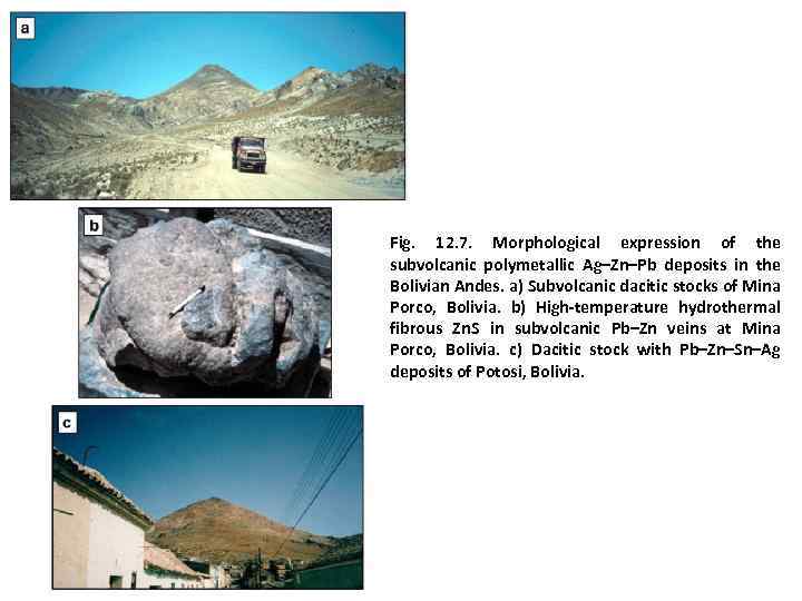 Fig. 12. 7. Morphological expression of the subvolcanic polymetallic Ag–Zn–Pb deposits in the Bolivian