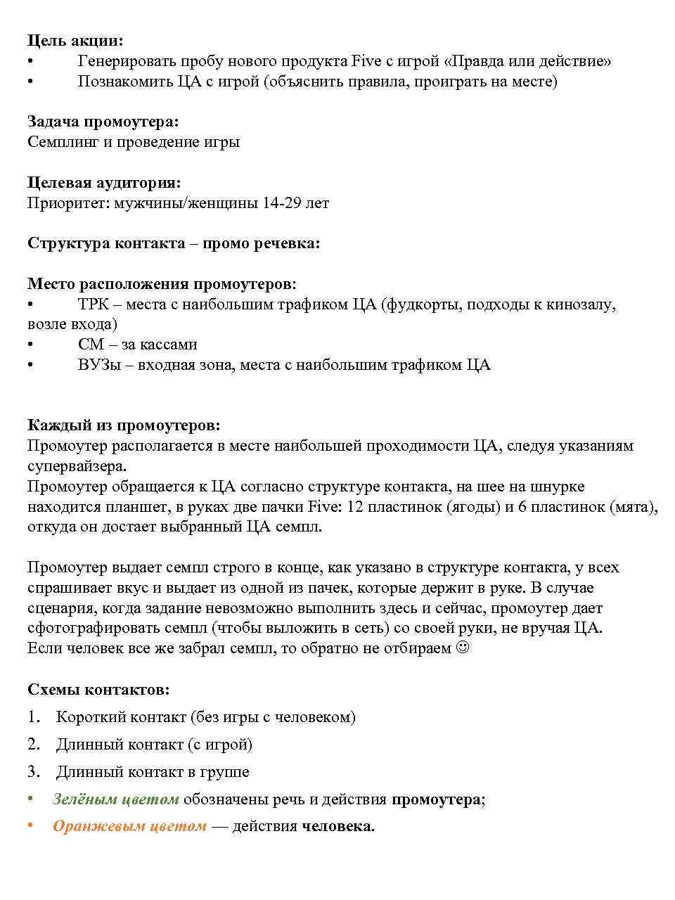 Цель акции: • Генерировать пробу нового продукта Five с игрой «Правда или действие» •