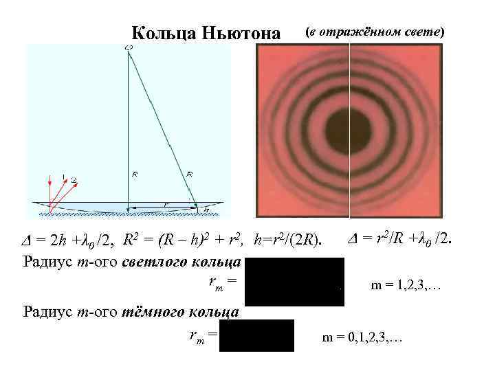 Кольца ньютона в отраженном свете