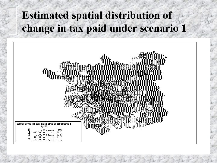 Estimated spatial distribution of change in tax paid under scenario 1 