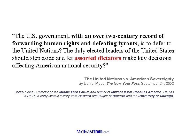 “The U. S. government, with an over two-century record of forwarding human rights and