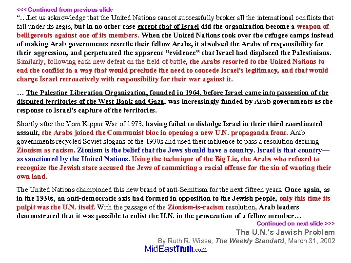 <<< Continued from previous slide “…Let us acknowledge that the United Nations cannot successfully