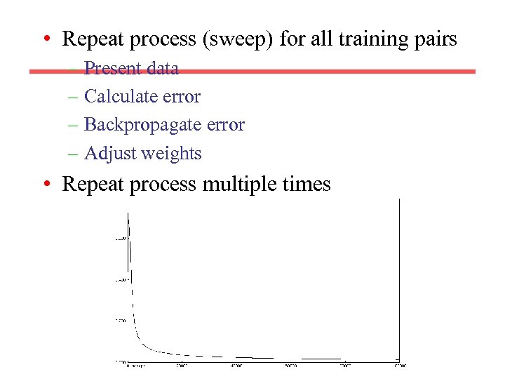  • Repeat process (sweep) for all training pairs – Present data – Calculate
