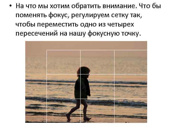  • На что мы хотим обратить внимание. Что бы поменять фокус, регулируем сетку
