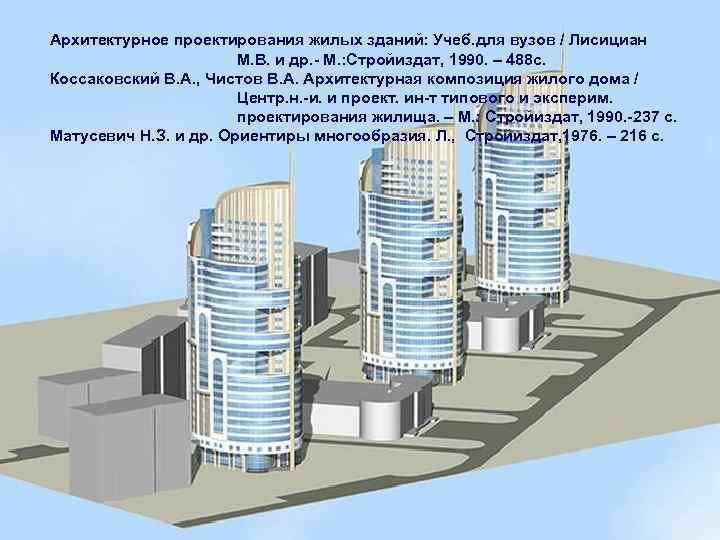 Архитектурное проектирования жилых зданий: Учеб. для вузов / Лисициан М. В. и др. -