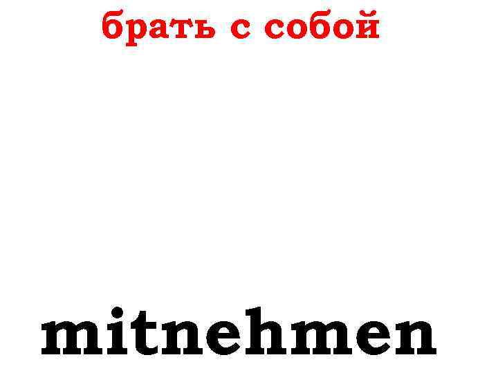 брать с собой mitnehmen 