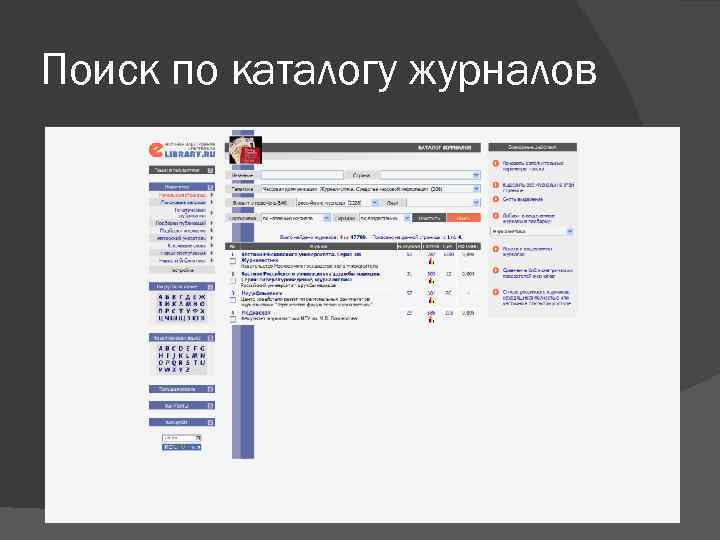 Поиск по каталогу журналов 